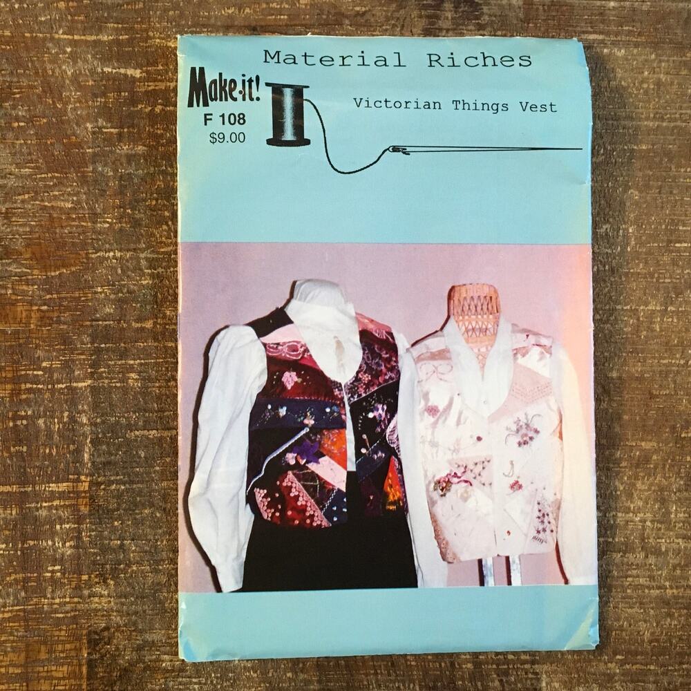 Material Riches Sewing Pattern Make It Victorian Things Vest Scrappy OS UNCUT